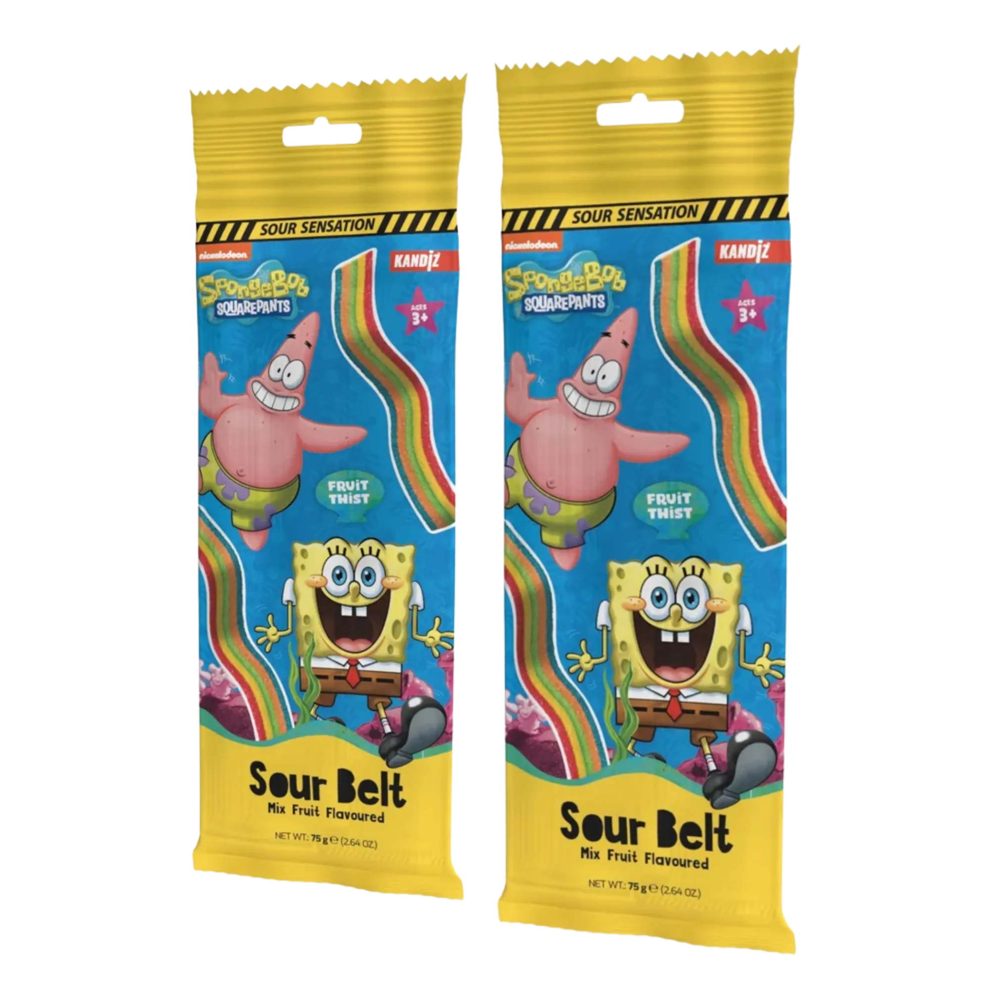 SpongeBob Sparkles Sour Belts 75g Display